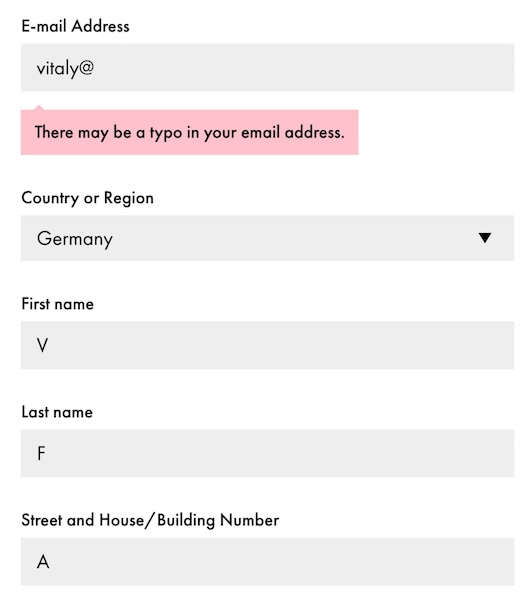 Real-time form validation example